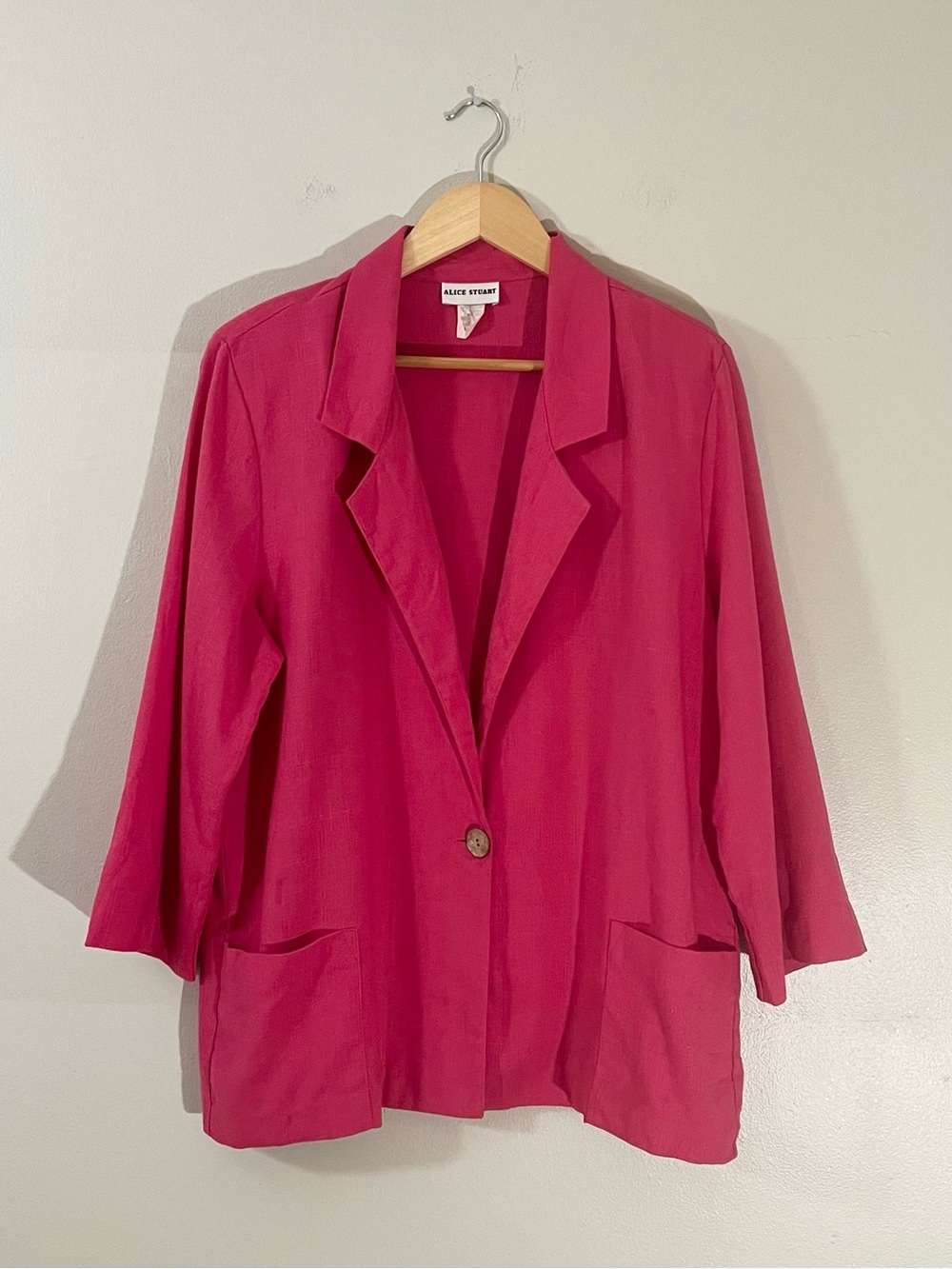 90s Alice Stuart Pink Single-Button Blazer Jacket Relaxed Vacation Barbie
